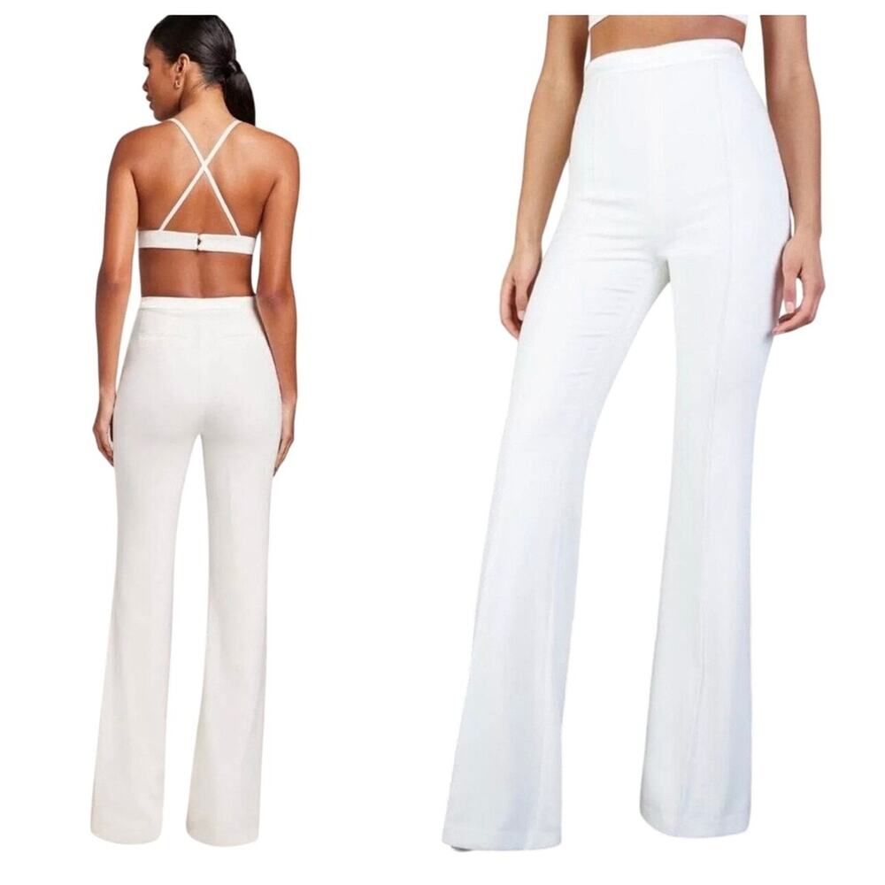 Nadine Merabi Charlotte Flare Trousers Pants S 4 White Tailored Career Work NWT